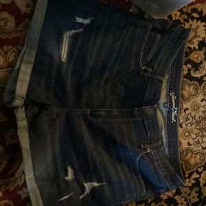 Distressed jean shorts